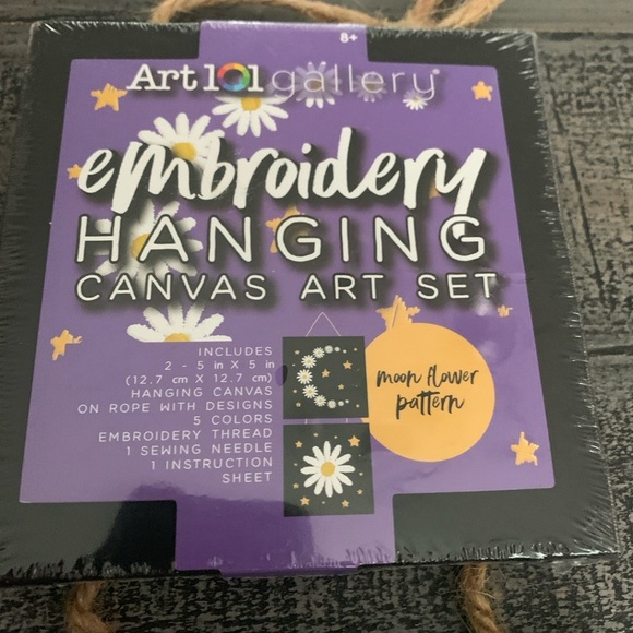 Embroidery Hanging Canvas Crafts, Two 
5” X 5” canvases with needle & thread NWT - Picture 4 of 5